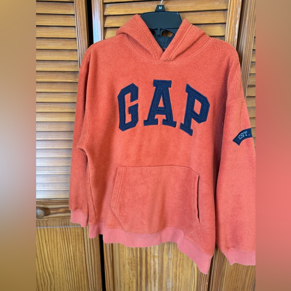 Gap Kids Hoodie Sweater Hooded Pullover Fleece Sherpa Orange